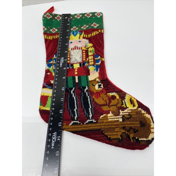 Vintage Christmas Stocking Embroidered Toy Soldier Nutcracker Unbranded Holiday - Picture 9 of 15